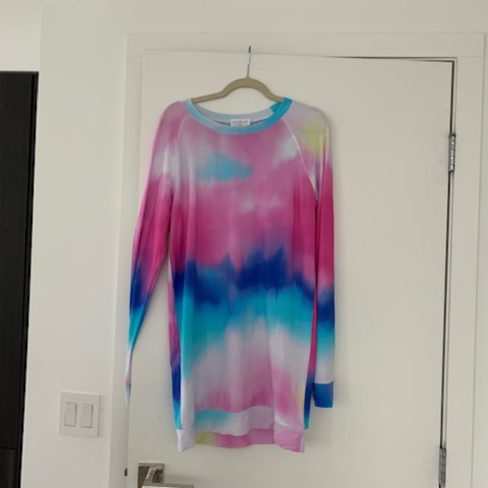 brand new stars and strips rainbow tie die shirt dress size medium